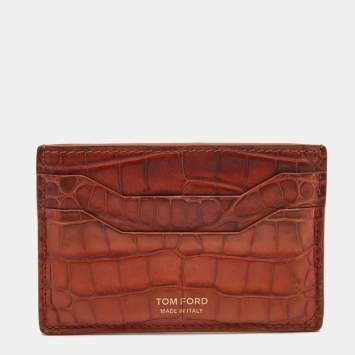 Pre Owned Tom Ford Brown Crocodile Card Holder