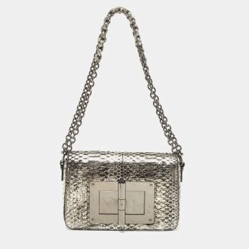 Pre Owned Tom Ford Black/Silver Python Medium Natalia Shoulder Bag