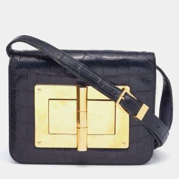 Pre Owned Tom Ford Black Alligator Small Natalia Crossbody Bag