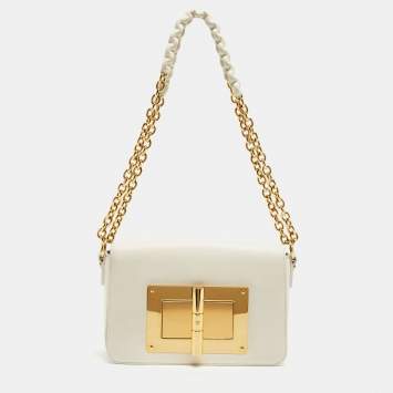 Pre Owned Tom Ford Off White Leather Medium Natalia Shoulder Bag