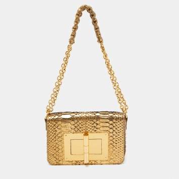 Pre Owned Tom Ford Gold Python Natalia Shoulder Bag