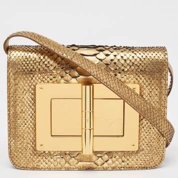 Pre Owned Tom Ford Gold Python Small Natalia Crossbody Bag
