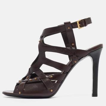 Pre Owned Tom Ford Brown Leather Ankle Strap Sandals Size 41