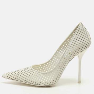 Pre Owned Tom Ford White Perforated Leather Pumps Size 37.5