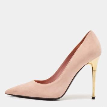 Pre Owned Tom Ford Light Pink Suede Pointed Toe Pumps Size 37