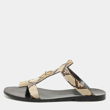 Pre Owned Tom Ford Beige Python Leather Flats Size 39