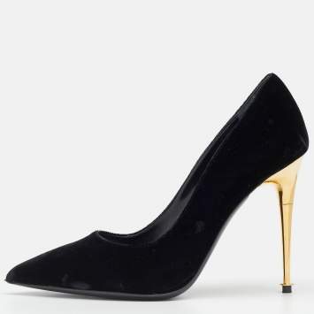 Pre Owned Tom Ford Black Velvet Pointed Toe Pumps Size 38