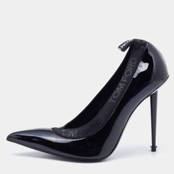 Pre Owned Tom Ford Black Patent Leather Pointed Toe Pumps Size 37