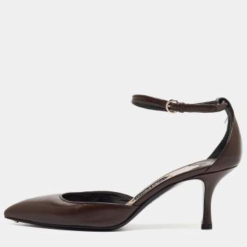 Pre Owned Tom Ford Brown Leather Ankle Strap D'orsay Pumps Size 39