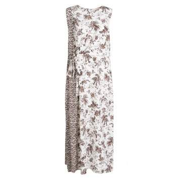 Pre Owned Tory Burch Whey Tropicale Printed Silk Sleeveless Midi Dress L