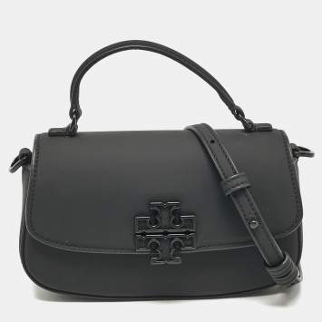 Pre Owned Tory Burch Black Matte Leather Mini Britten Crossbody Bag