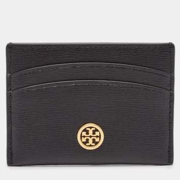Pre Owned Tory Burch Black Leather Robinson Card Holder