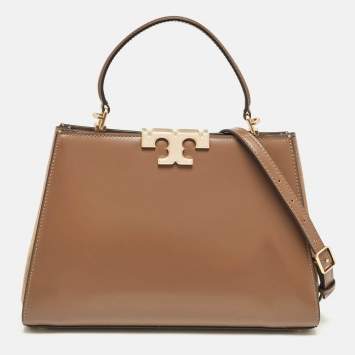 Pre Owned Tory Burch Brown Leather Eleanor Top Handle Bag