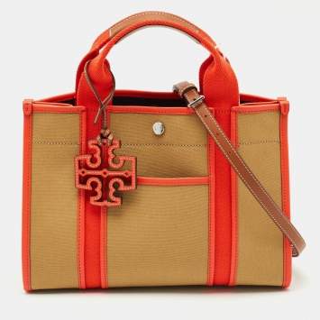 Tory Burch Multicolor Canvas and Leather Small Tory Tote