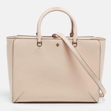 Pre Owned Tory Burch Pink Leather Large Robinson Tote