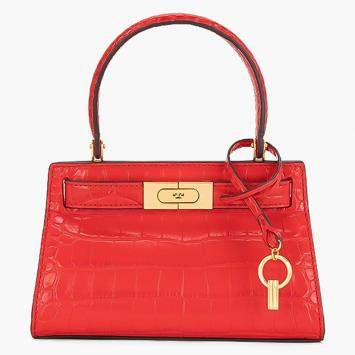 Pre Owned Tory Burch Red Leather Lee Radiwill Petite Bag