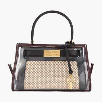 Pre Owned Tory Burch Beige Leather/PVC Lee Radiwill Petite Bag