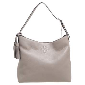 Pre Owned Tory Burch Grey Leather Thea Hobo