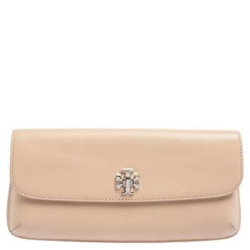 Pre Owned Tory Burch Beige Saffiano Leather Diana Clutch