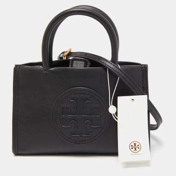 Pre Owned Tory Burch Black Leather Mini Ella Bio Tote