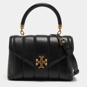 Pre Owned Tory Burch Black Quilted Small Leather Kira Top Handle Bag