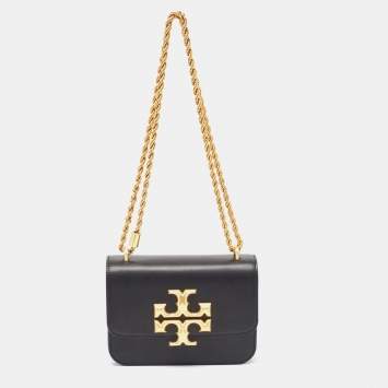 Pre Owned Tory Burch Black Leather Small Convertible Eleanor Shoulder Bag 