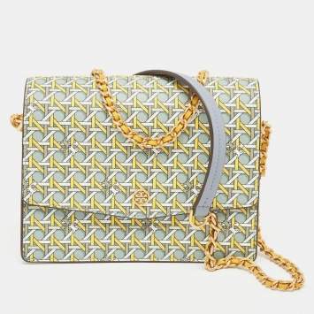 Pre Owned Tory Burch Multicolor Leather Printed Robinson Shoulder Bag