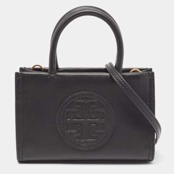Pre Owned Tory Burch Black Faux Leather Mini Ella Bio Tote