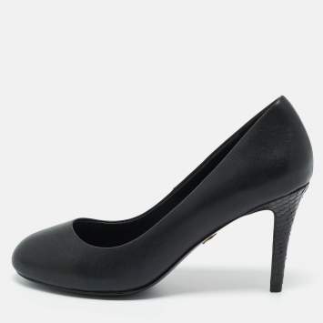 Pre Owned Tory Burch Black Leather and Python Leather Pumps Size 37
