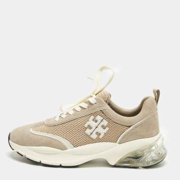 Pre Owned Tory Burch Good Luck Size 39.5 Multicolor Mesh and Suede Low Top Sneakers
