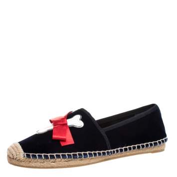 Pre Owned Tory Burch Blue Velvet Barkley Flat Espadrilles Size 39