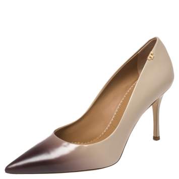 Pre Owned Tory Burch Purple/Beige Leather Penelope Pumps Size 40.5