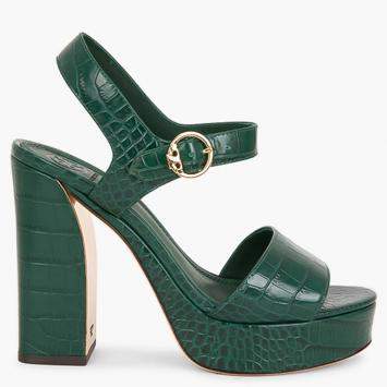 Pre Owned Tory Burch Green Leather Martine Platform Sandals Size EU 40