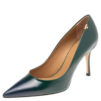 Pre Owned Tory Burch Green/Blue Ombre Leather Penelope Pumps Size 39