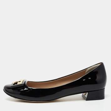 Pre Owned Tory Burch Black Patent Leather Gigi Rounded Toe Pump Size 36