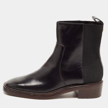 مملوكة مسبقًا Tory Burch Black Leather Ankle Boots Size 37.5
