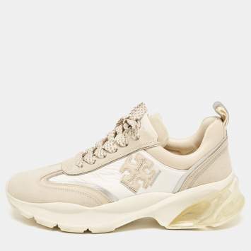 Pre Owned Tory Burch Multicolor Suede and Leather Good Luck Sneakers Size 39.5