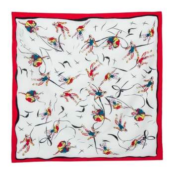 Pre Owned Tory Burch Cream & Red Dancers Print Cotton Scarf