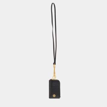 Pre Owned Tory Burch Black Leather Robinson Lanyard