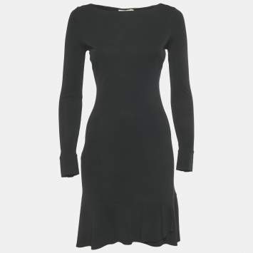 مملوكة مسبقًا Tory Burch Black Jersey Long Sleeve Mini Dress XS