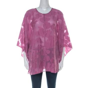 Pre Owned Tory Burch Purple Cotton Silk Fil Coupe Tunic Top XL