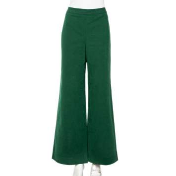 Pre Owned Tory Burch Green Cotton & Lyocell Palazzo Pants M