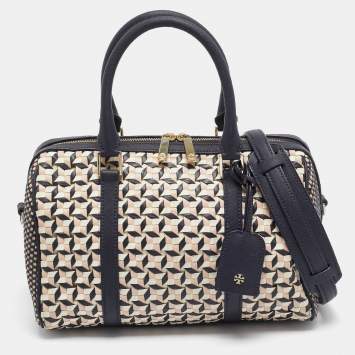 Pre Owned Tory Burch Multicolor Woven Leather Doreen Satchel