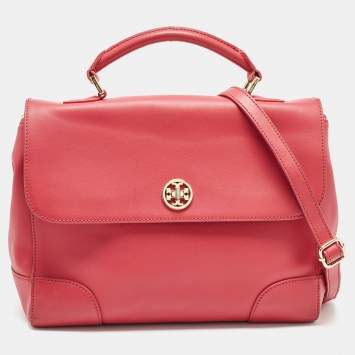 Pre Owned Tory Burch Pink Leather Robinson Top Handle Bag