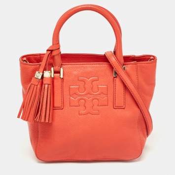 Pre Owned Tory Burch Red Leather Thea Bucket Shoulder Bag