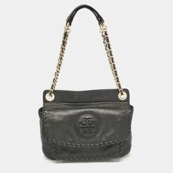 مملوكة مسبقًا Tory Burch Black Leather Marion Shoulder Bag