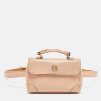 Pre Owned Tory Burch Peach Orange Patent Leather Robinson Waist Belt Bag