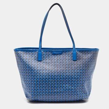 Pre Owned Tory Burch Blue Printed Coated Canvas Small Ever-Ready Zip Tote