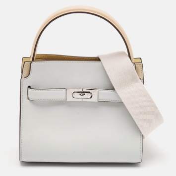 Pre Owned Tory Burch Multicolor Leather and Suede Petite Lee Radziwill Double Tote