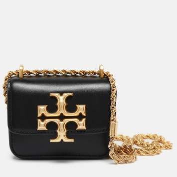 Pre Owned Tory Burch Black Leather Mini Eleanor Crossbody Bag